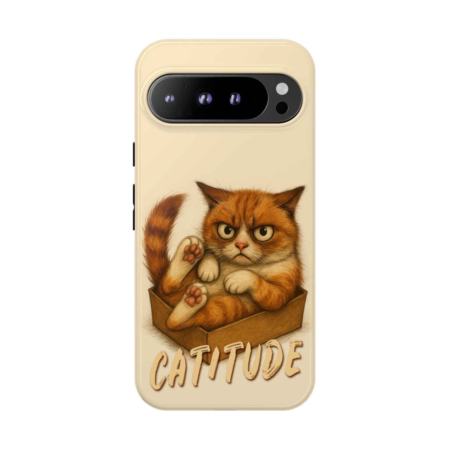 Grumpy Ginger Cat Phone Case CATITUDE in a Box