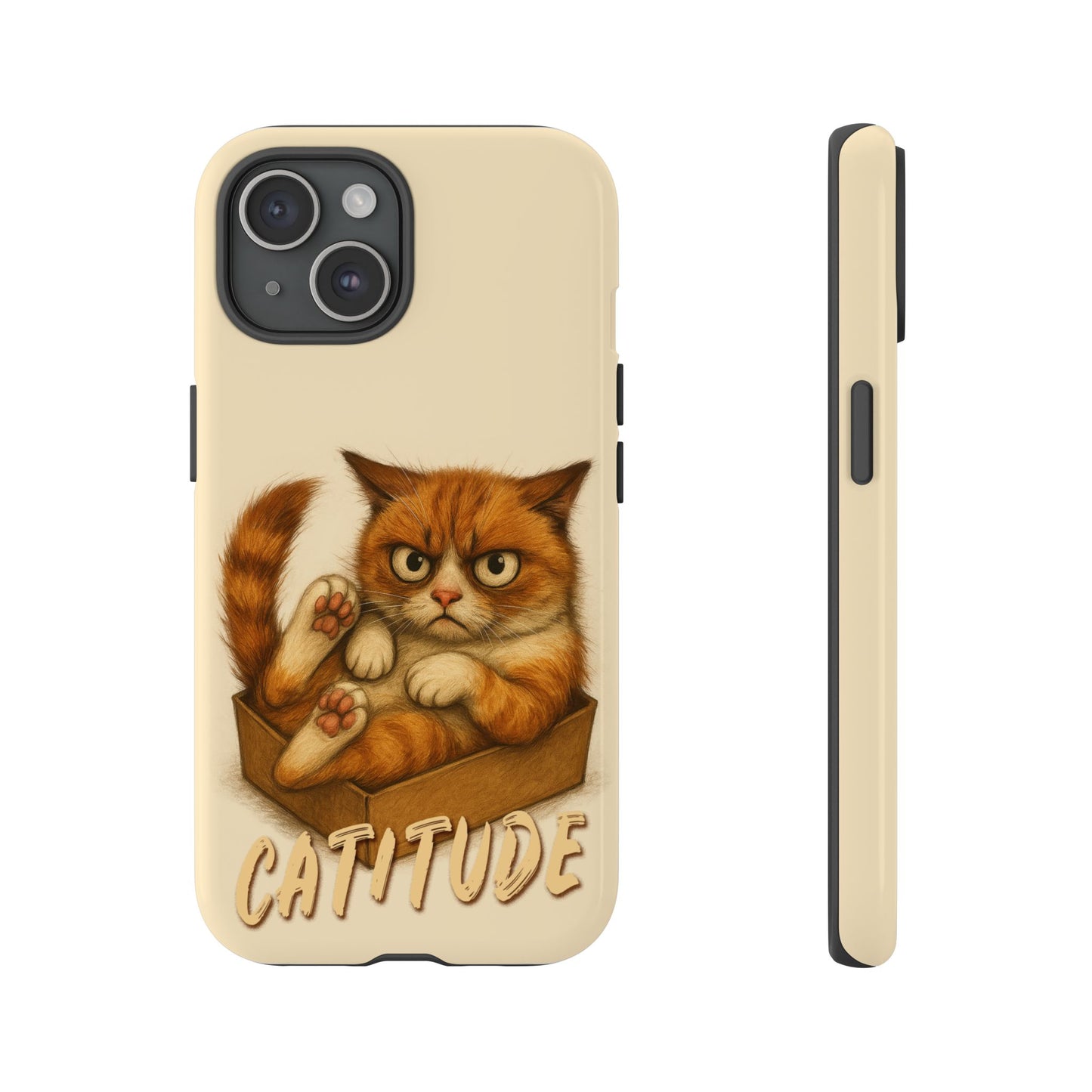 Grumpy Ginger Cat Phone Case CATITUDE in a Box