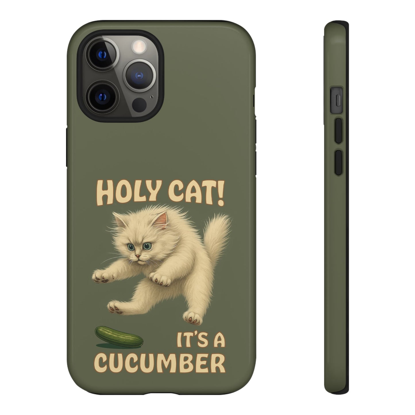 Holy Cat! It's a Cucumber – Funny Jumping Cat Phone Case