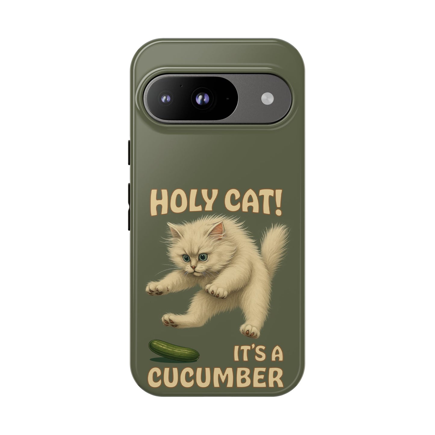 Holy Cat! It's a Cucumber – Funny Jumping Cat Phone Case