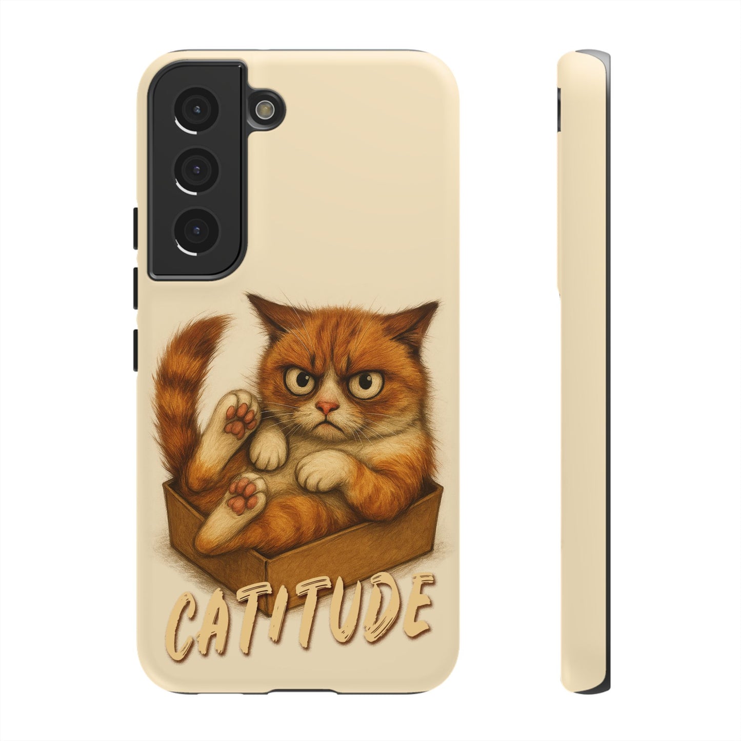 Grumpy Ginger Cat Phone Case CATITUDE in a Box