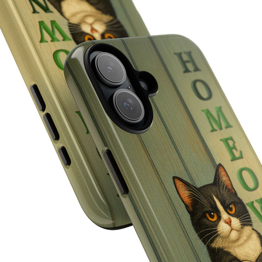 Proud Cat Homeowner Phone Case – Funny Black & White Cat Design