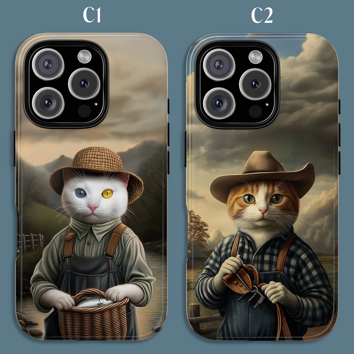 Custom Cat Portraiture Phone Case Vintage Character