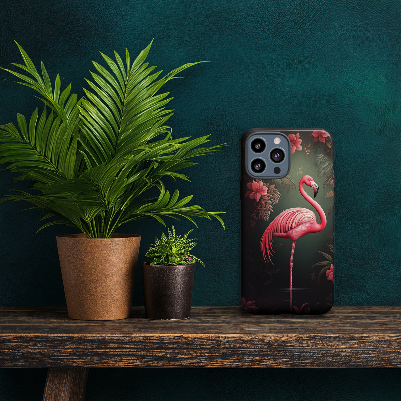 Pink Flamingo and Dark Floral Design, Patrick Brown Style