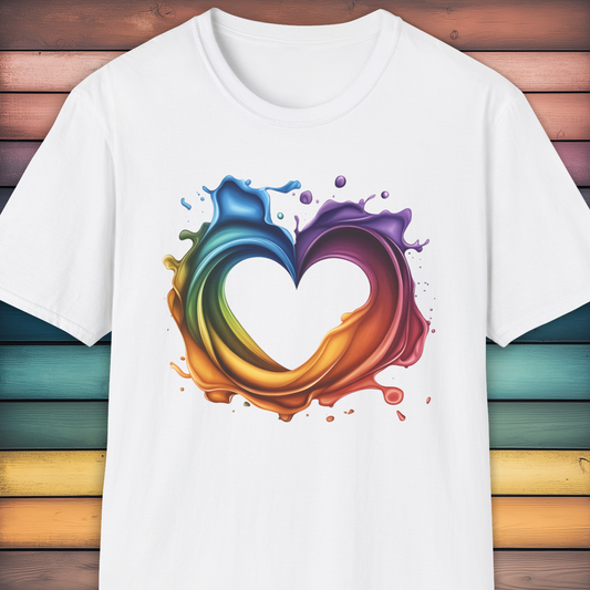 Rainbow Heart Splash PRIDE T-Shirt.