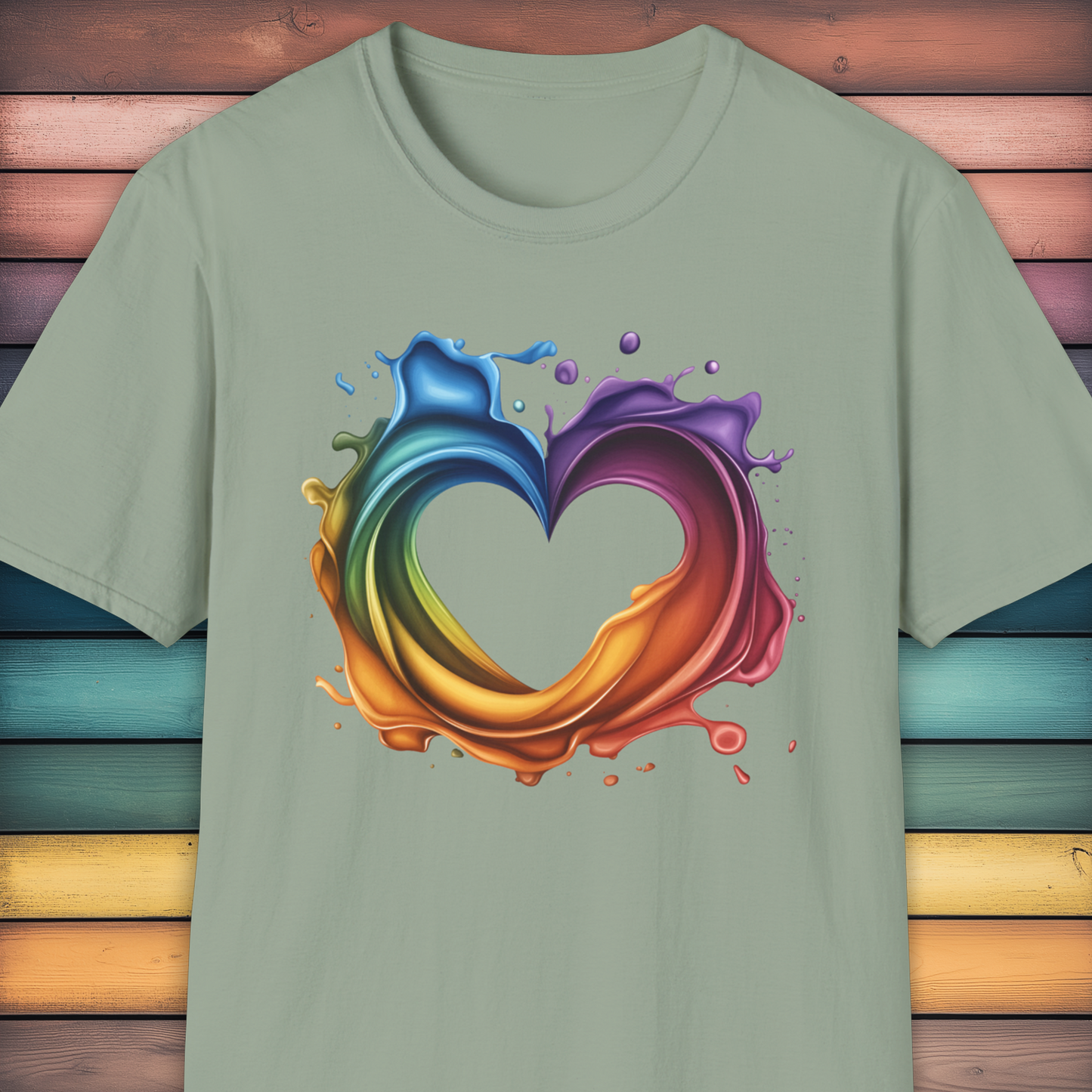 Rainbow Heart Splash PRIDE T-Shirt.