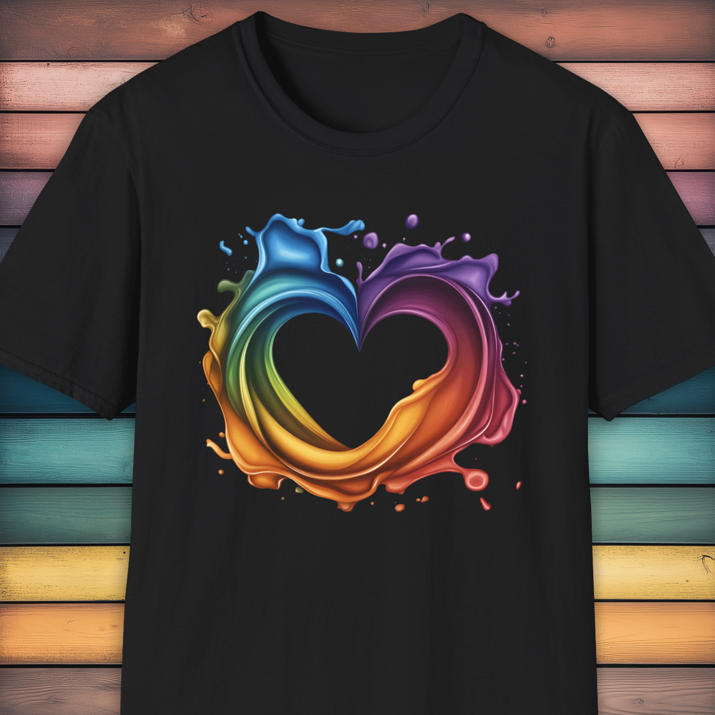 Rainbow Heart Splash PRIDE T-Shirt.