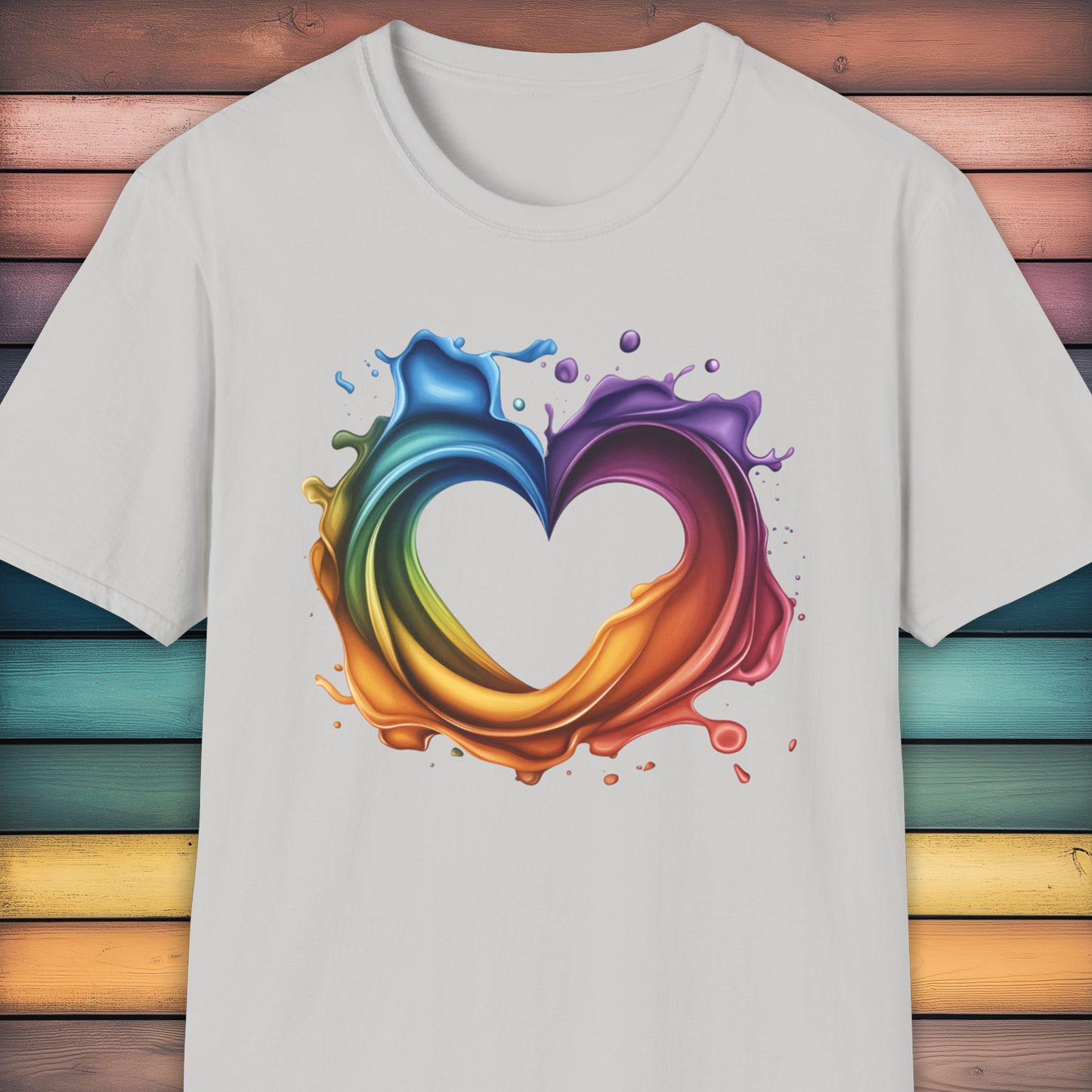 Rainbow Heart Splash PRIDE T-Shirt.