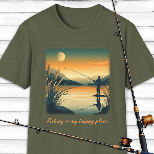 Fishing is my happy place T Shirt