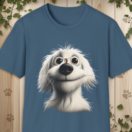 White Whimsical Fluffy Dog T-Shirt.