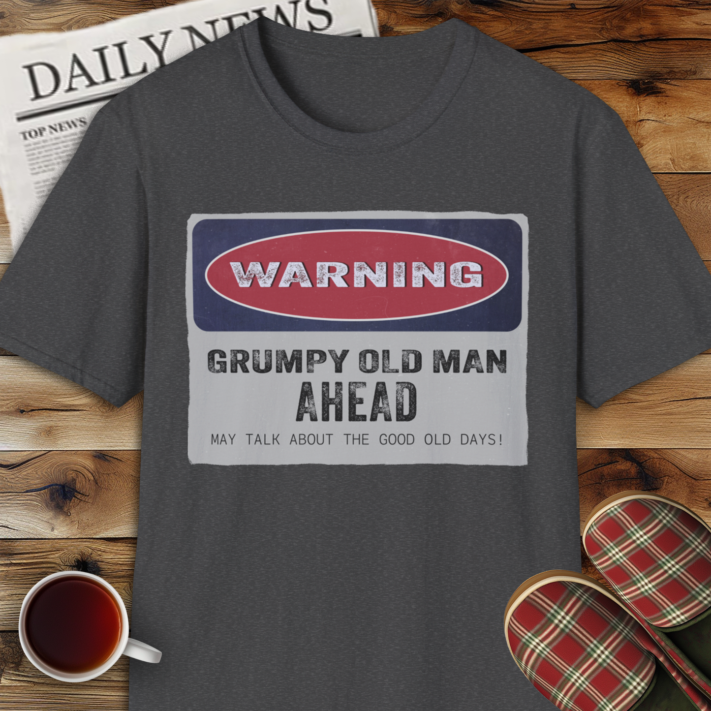 Grumpy Old Man Warning Sign Unisex Softstyle T-Shirt