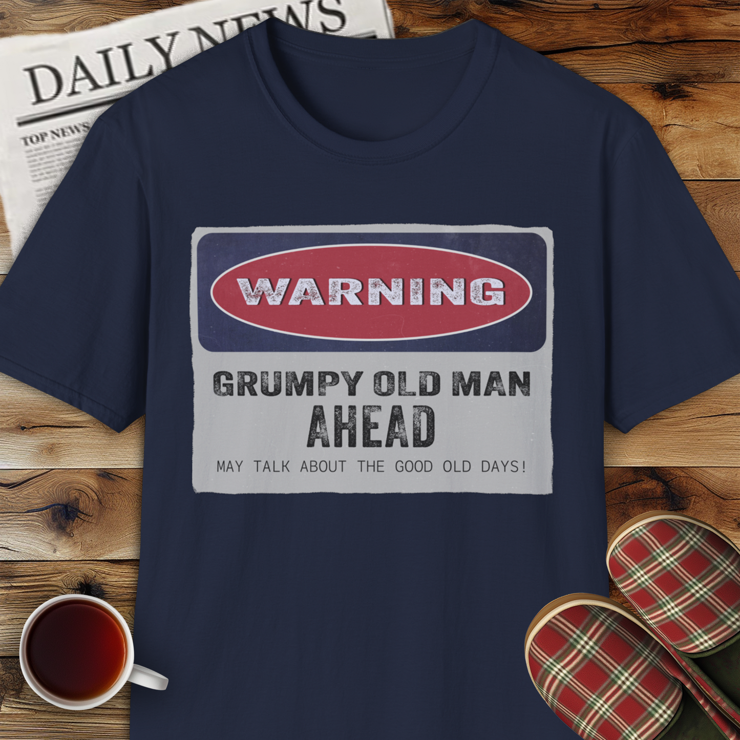 Grumpy Old Man Warning Sign Unisex Softstyle T-Shirt
