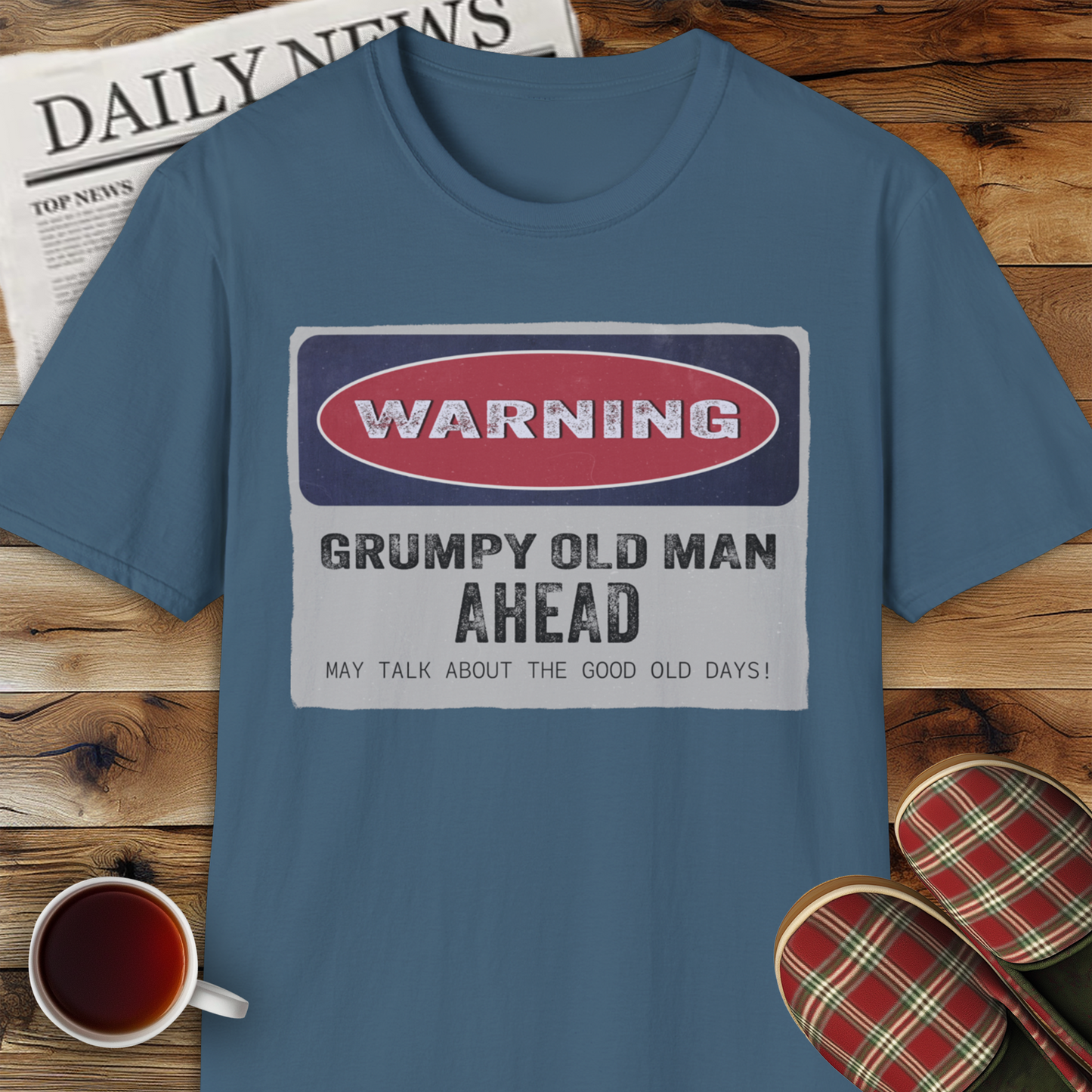 Grumpy Old Man Warning Sign Unisex Softstyle T-Shirt