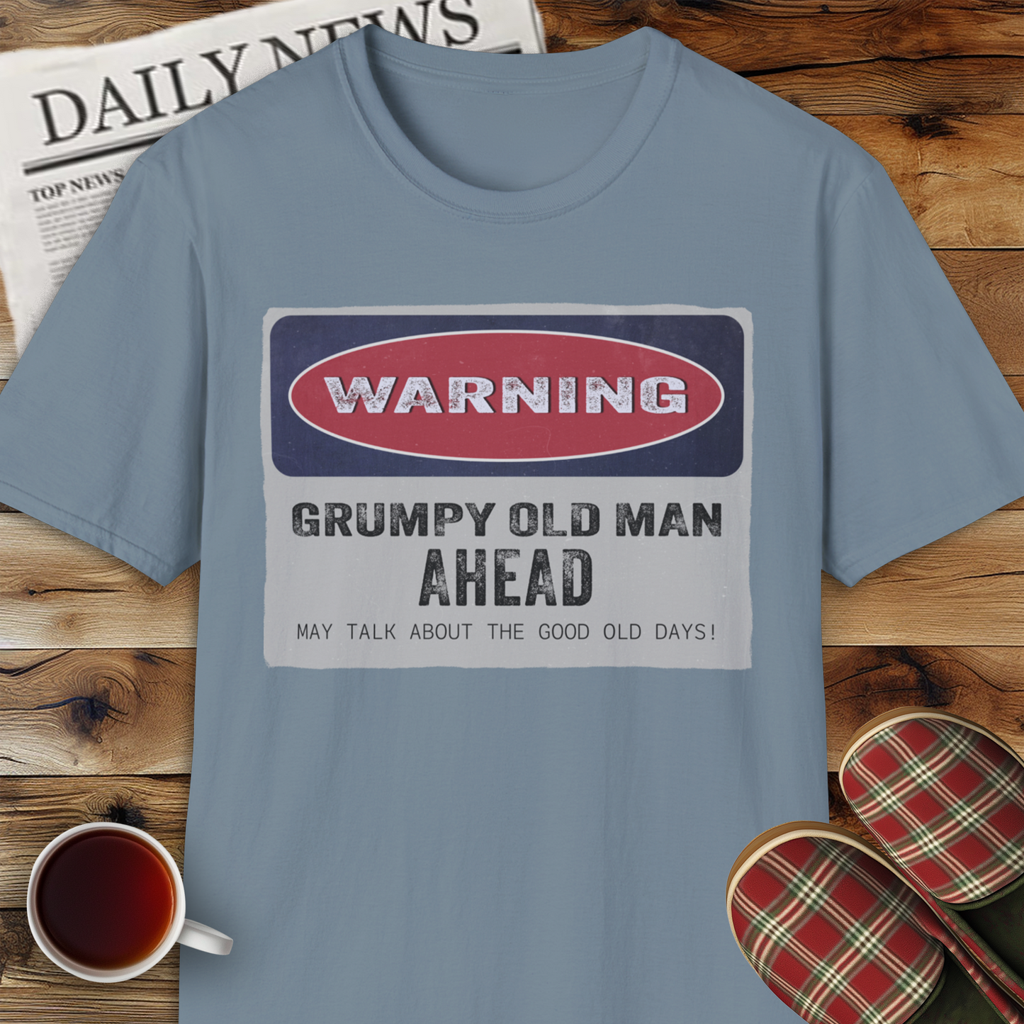 Grumpy Old Man Warning Sign Unisex Softstyle T-Shirt