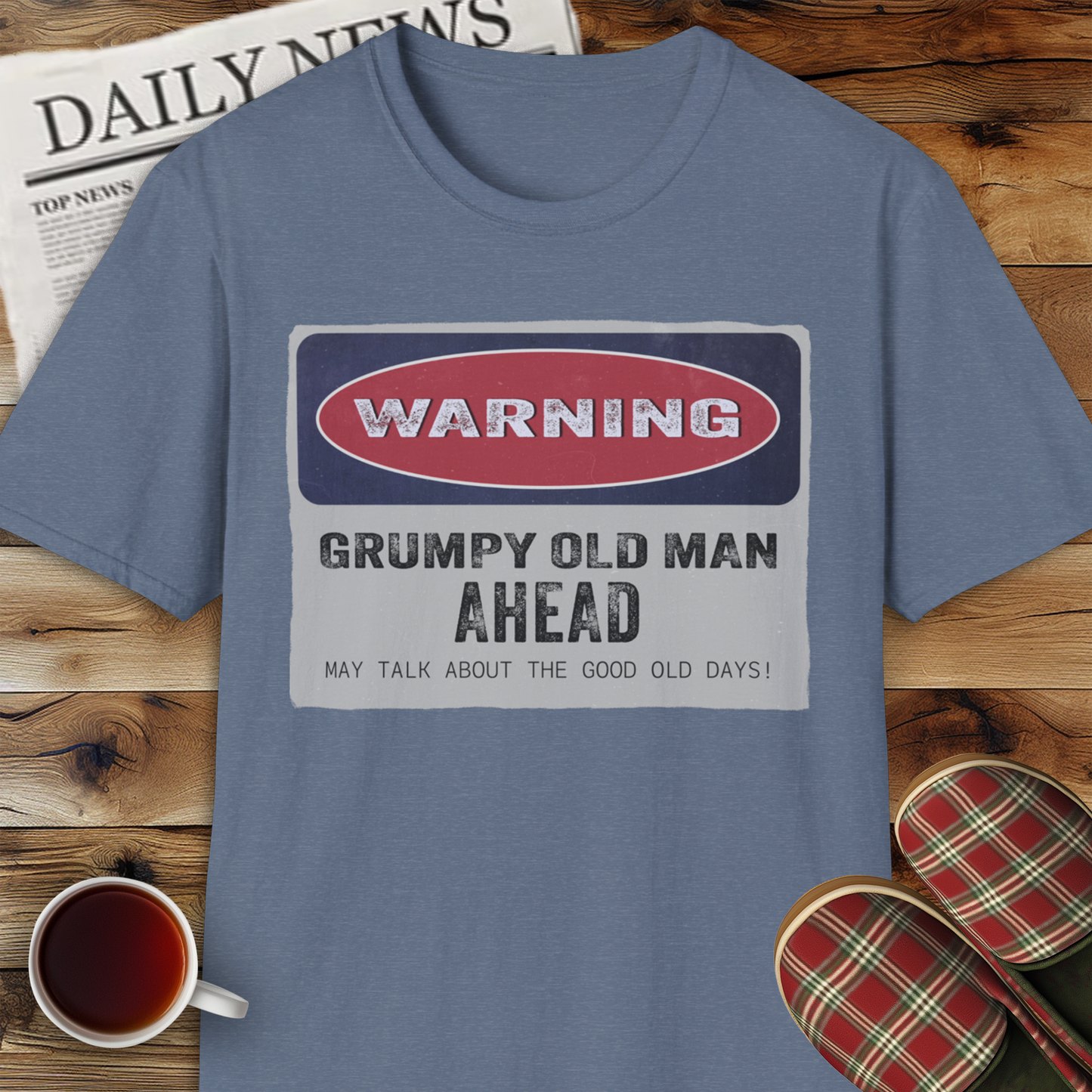 Grumpy Old Man Warning Sign Unisex Softstyle T-Shirt