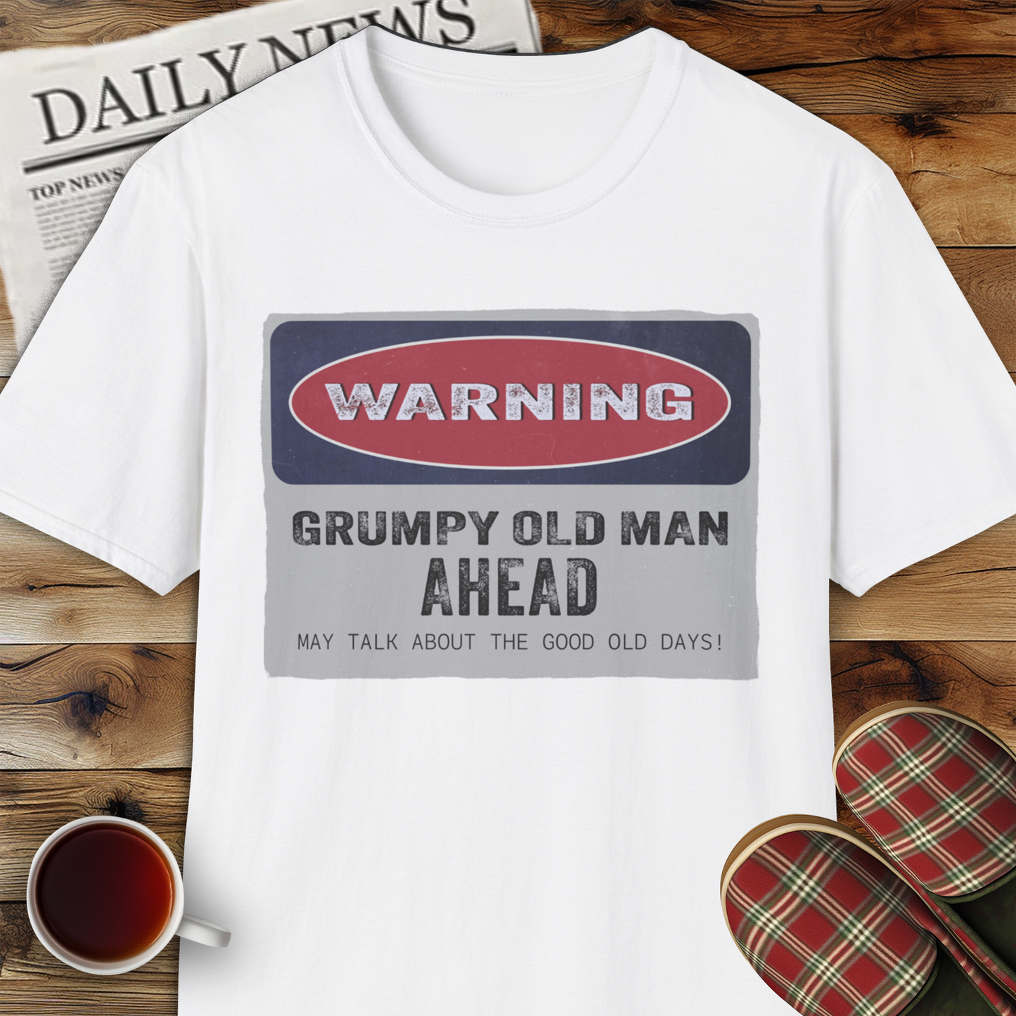 Grumpy Old Man Warning Sign Unisex Softstyle T-Shirt