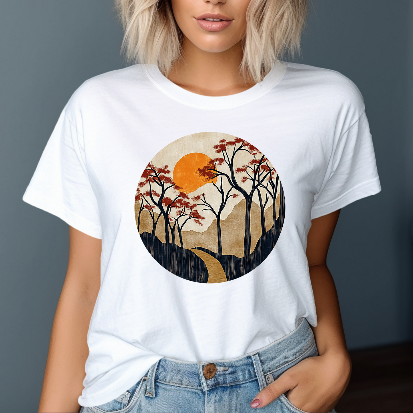 Pathway to the Setting Sun. Mountain Sunset Unisex Soft T-Shirt,