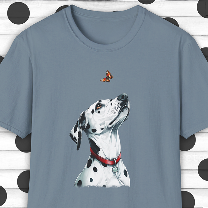 Playful Encounter: Dalmatian & Butterfly T-Shirt