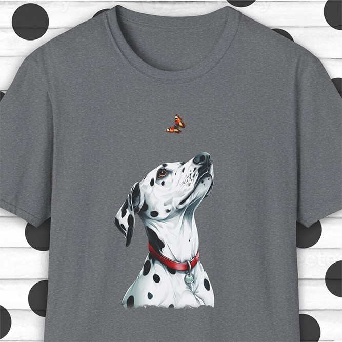 Playful Encounter: Dalmatian & Butterfly T-Shirt