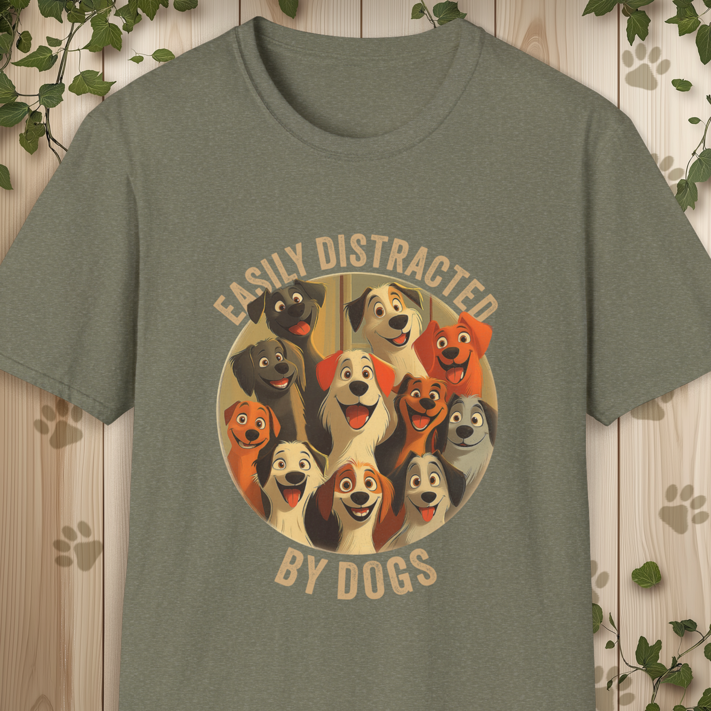 Easily Distracted By Dogs Unisex Softstyle T-Shirt