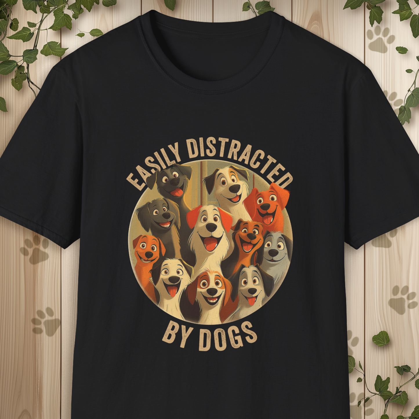 Easily Distracted By Dogs Unisex Softstyle T-Shirt