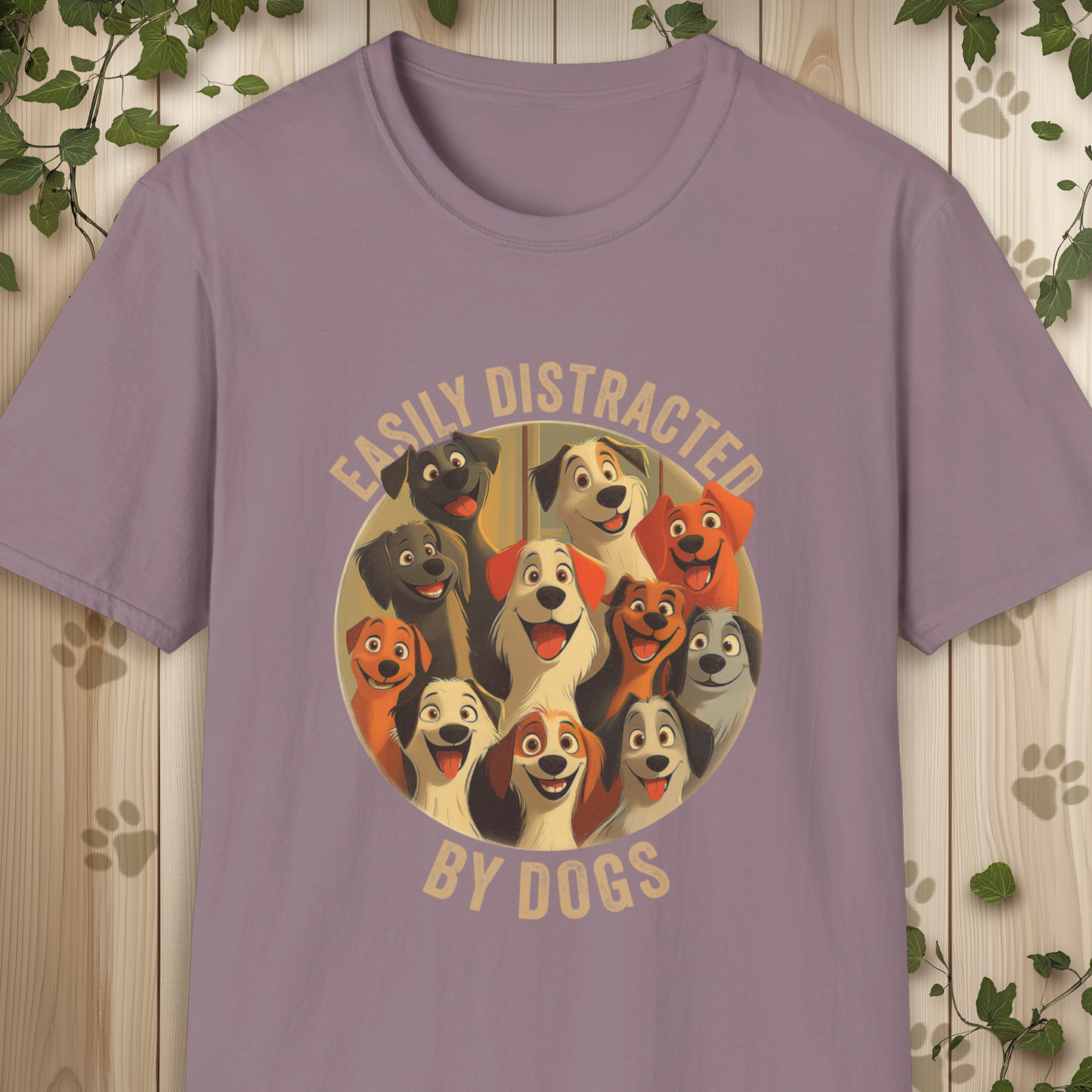 Easily Distracted By Dogs Unisex Softstyle T-Shirt