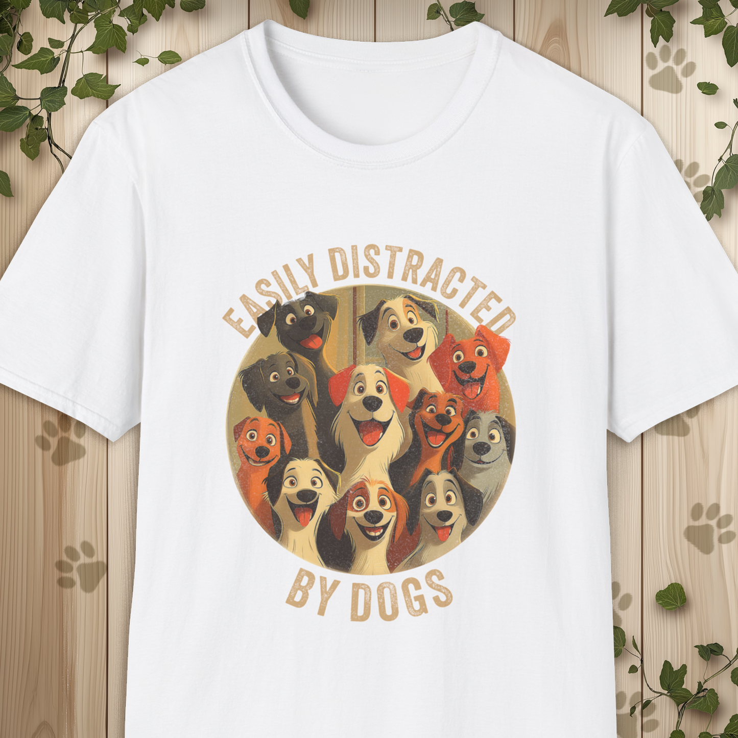 Easily Distracted By Dogs Unisex Softstyle T-Shirt