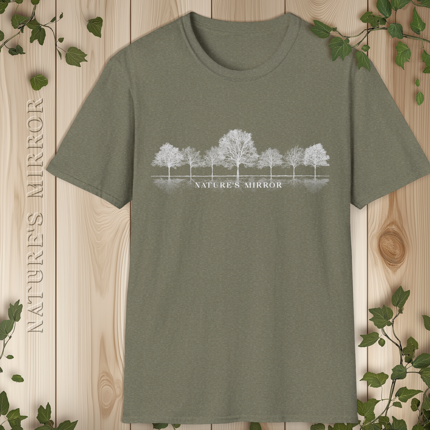 Nature's Mirror T-Shirt, Trees Silhouette Design
