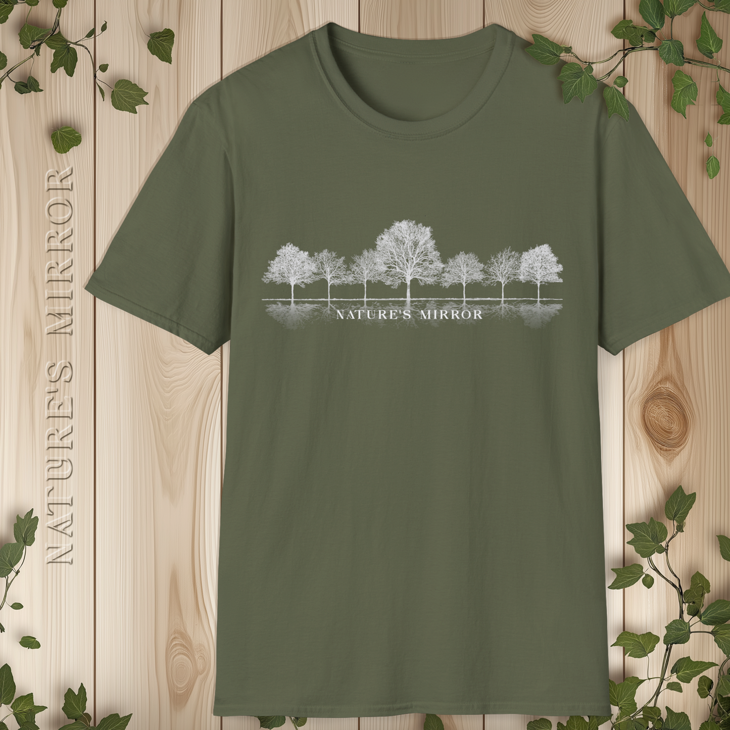 Nature's Mirror T-Shirt, Trees Silhouette Design
