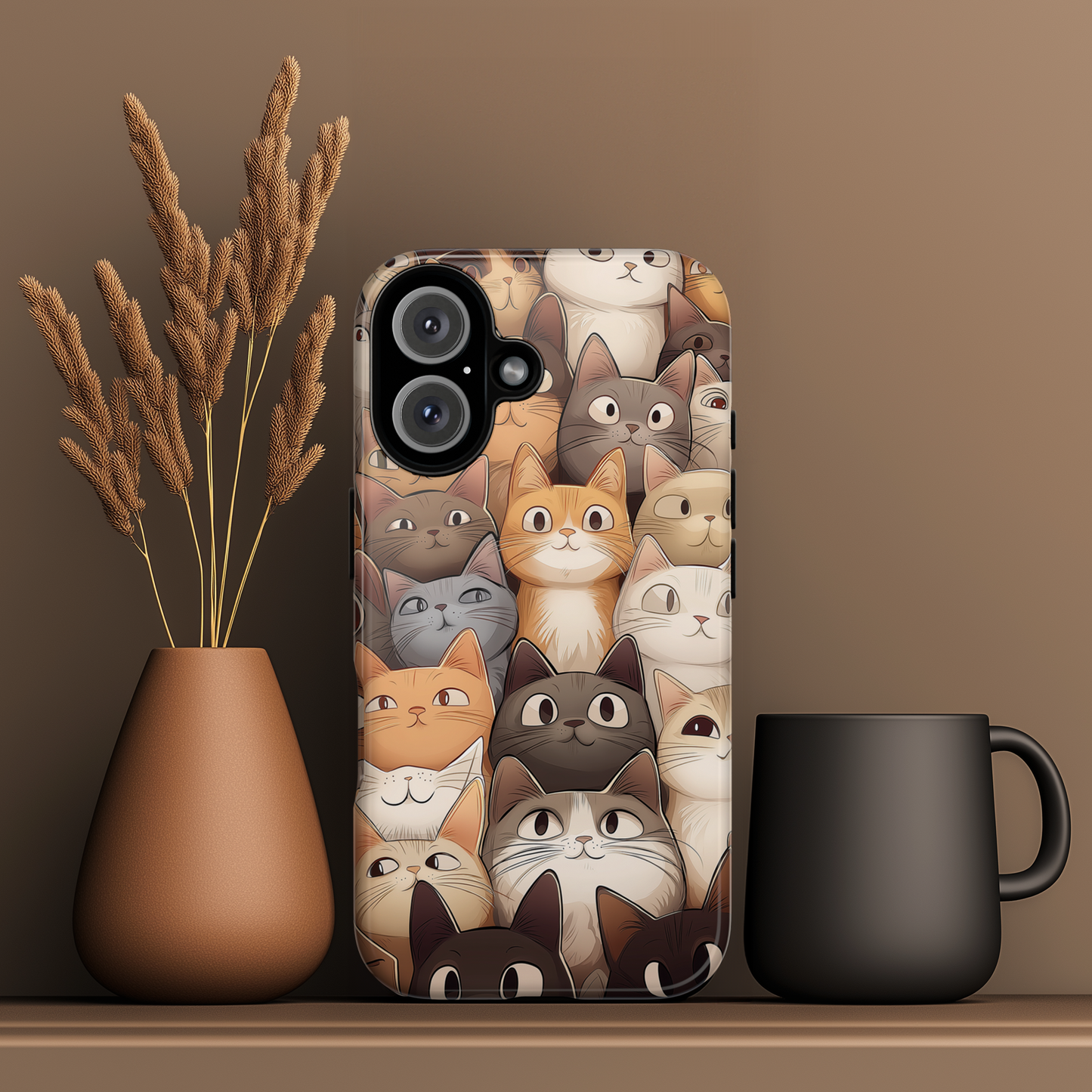 Feline Harmony - A Tapestry of Cats - Phone Case