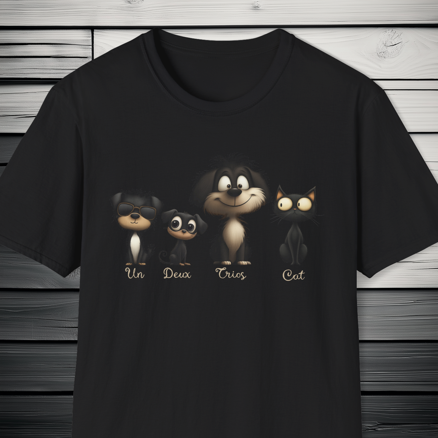 French Numbers Cat Dog T-Shirt