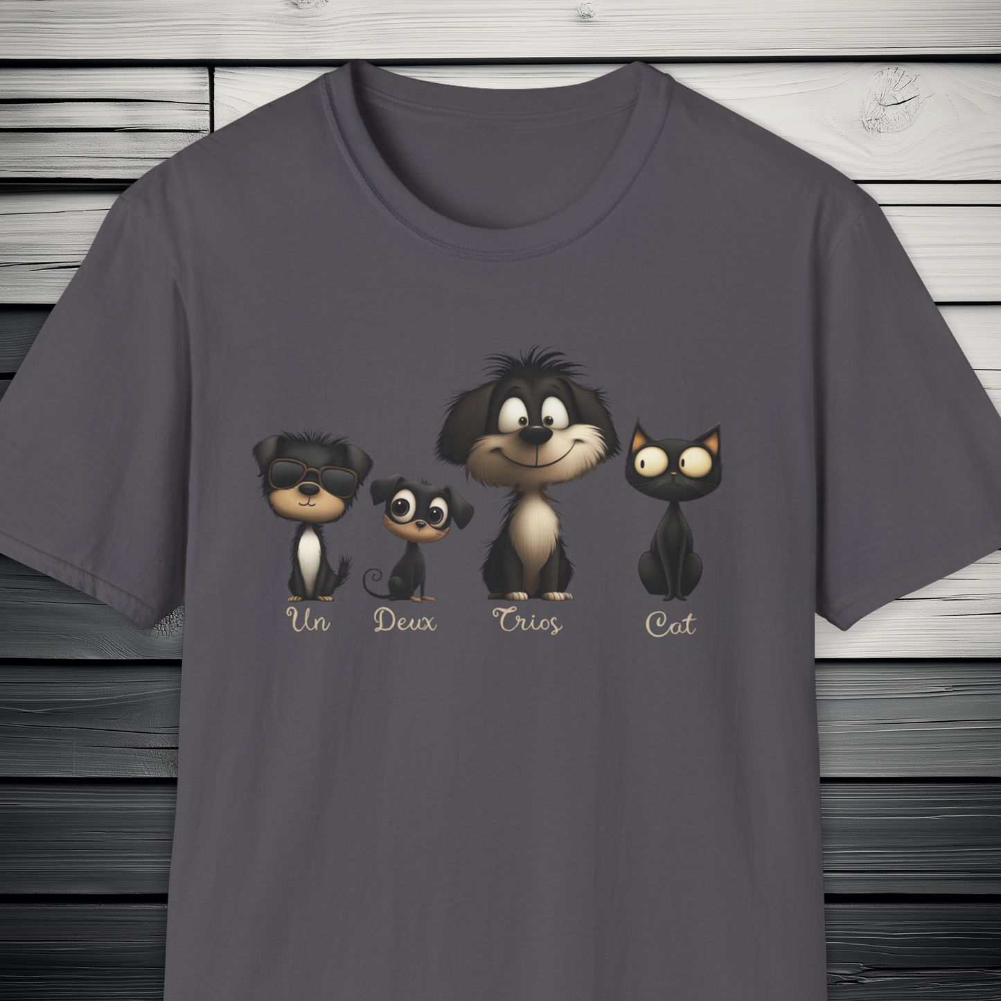 French Numbers Cat Dog T-Shirt