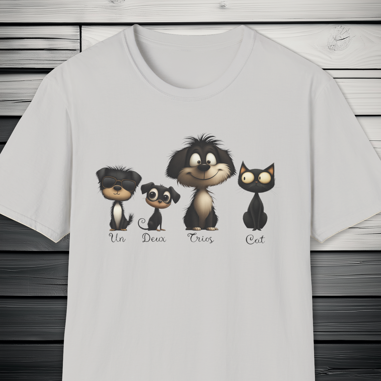 French Numbers Cat Dog T-Shirt
