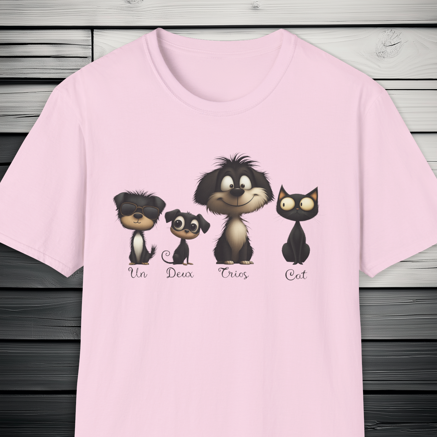 French Numbers Cat Dog T-Shirt