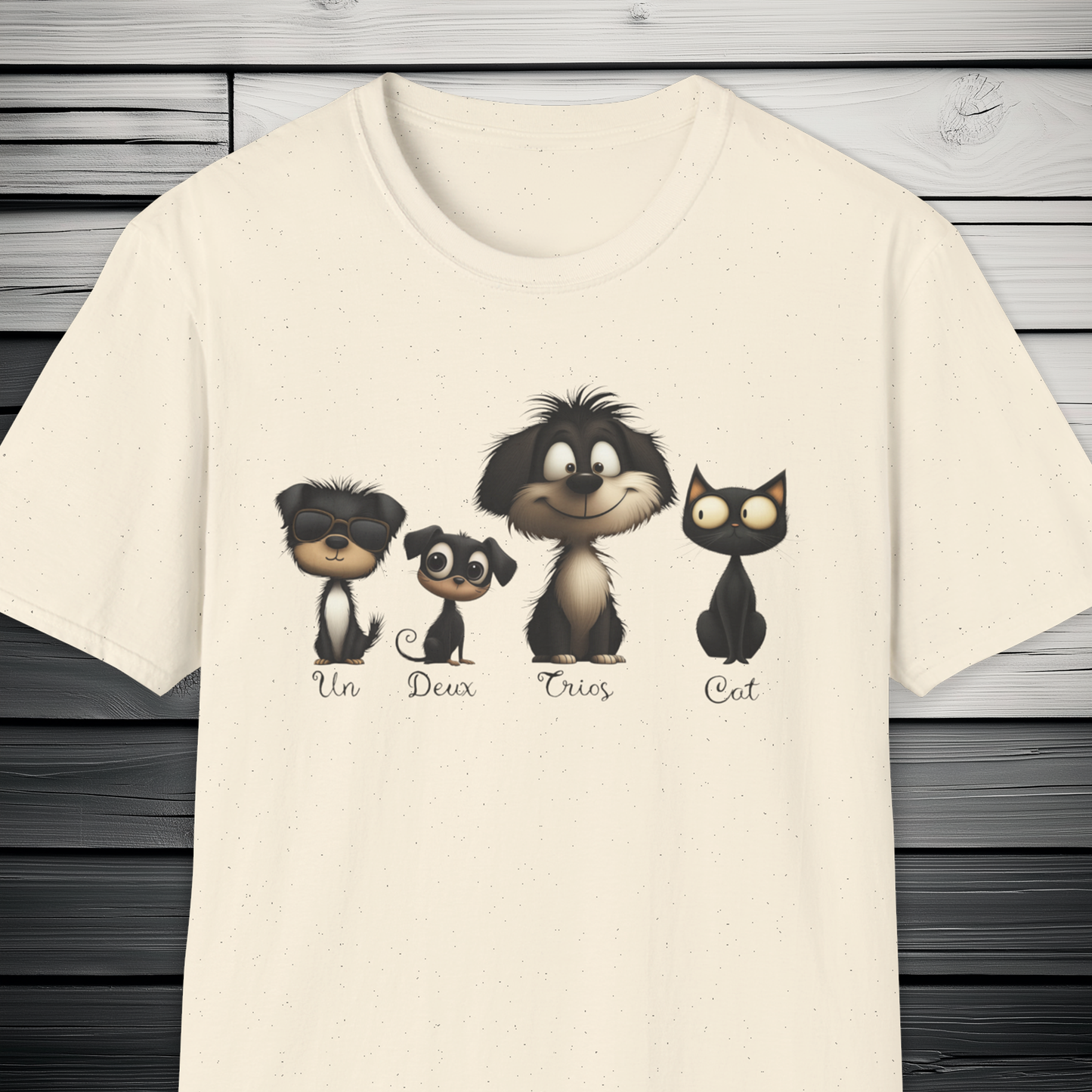 French Numbers Cat Dog T-Shirt