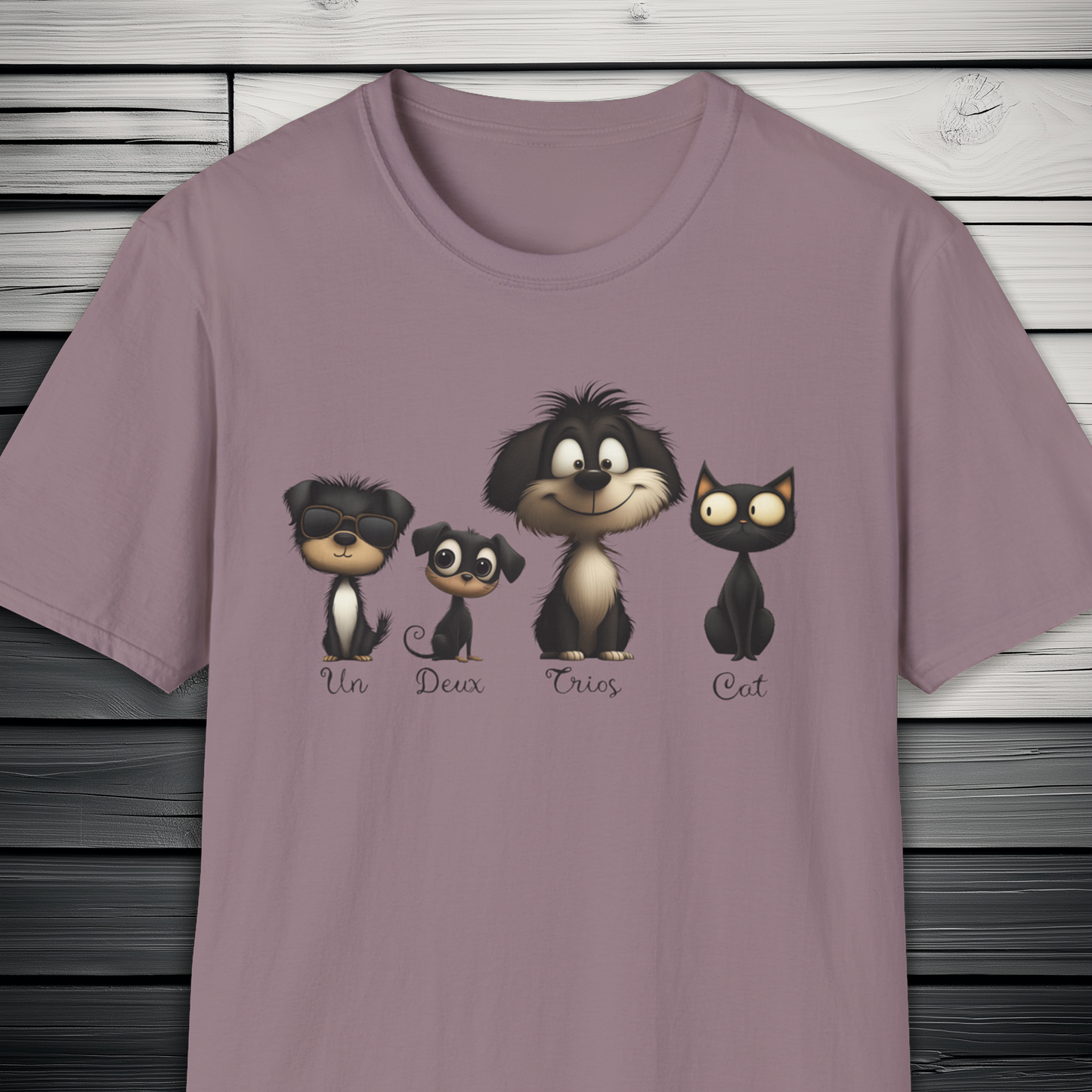 French Numbers Cat Dog T-Shirt