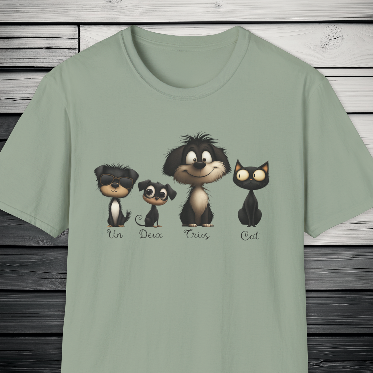 French Numbers Cat Dog T-Shirt
