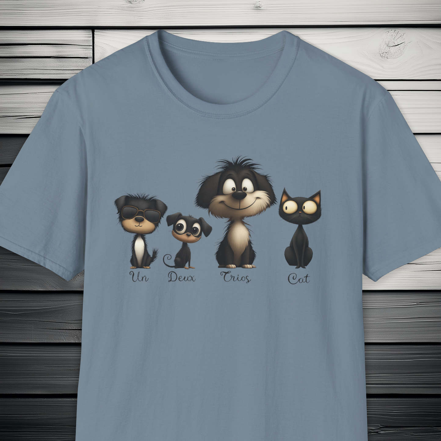 French Numbers Cat Dog T-Shirt