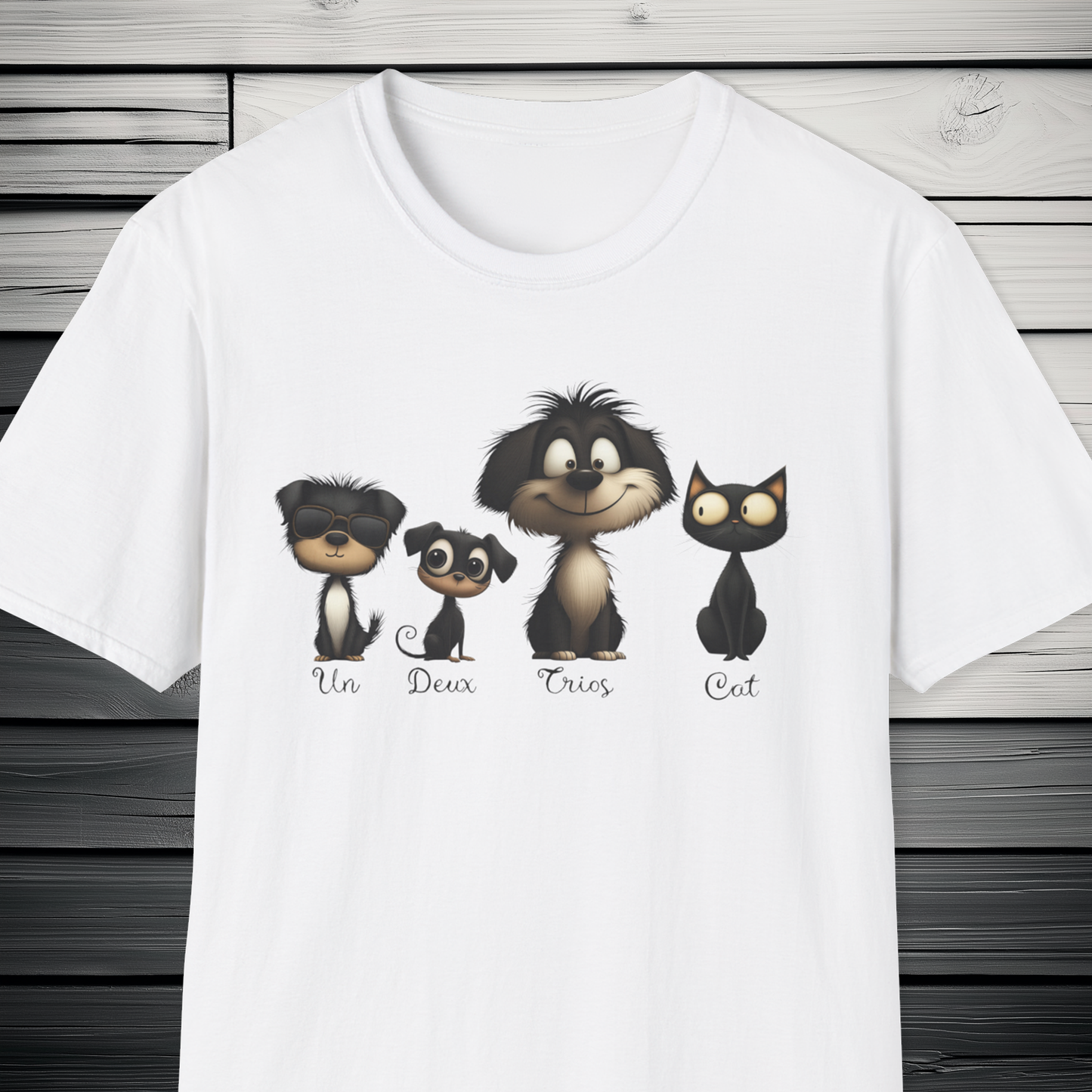 French Numbers Cat Dog T-Shirt