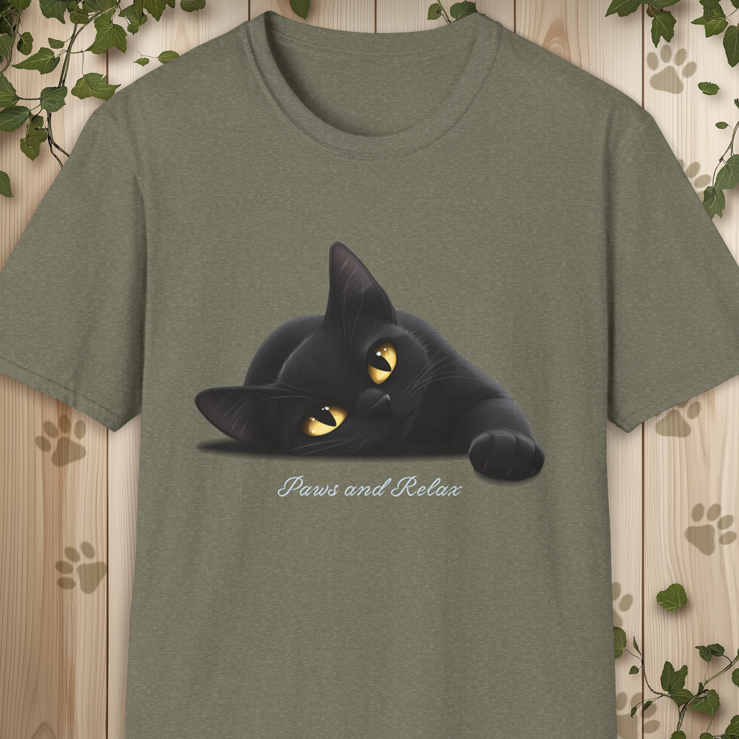Black Cat Paws and Relax Unisex Softstyle T-Shirt