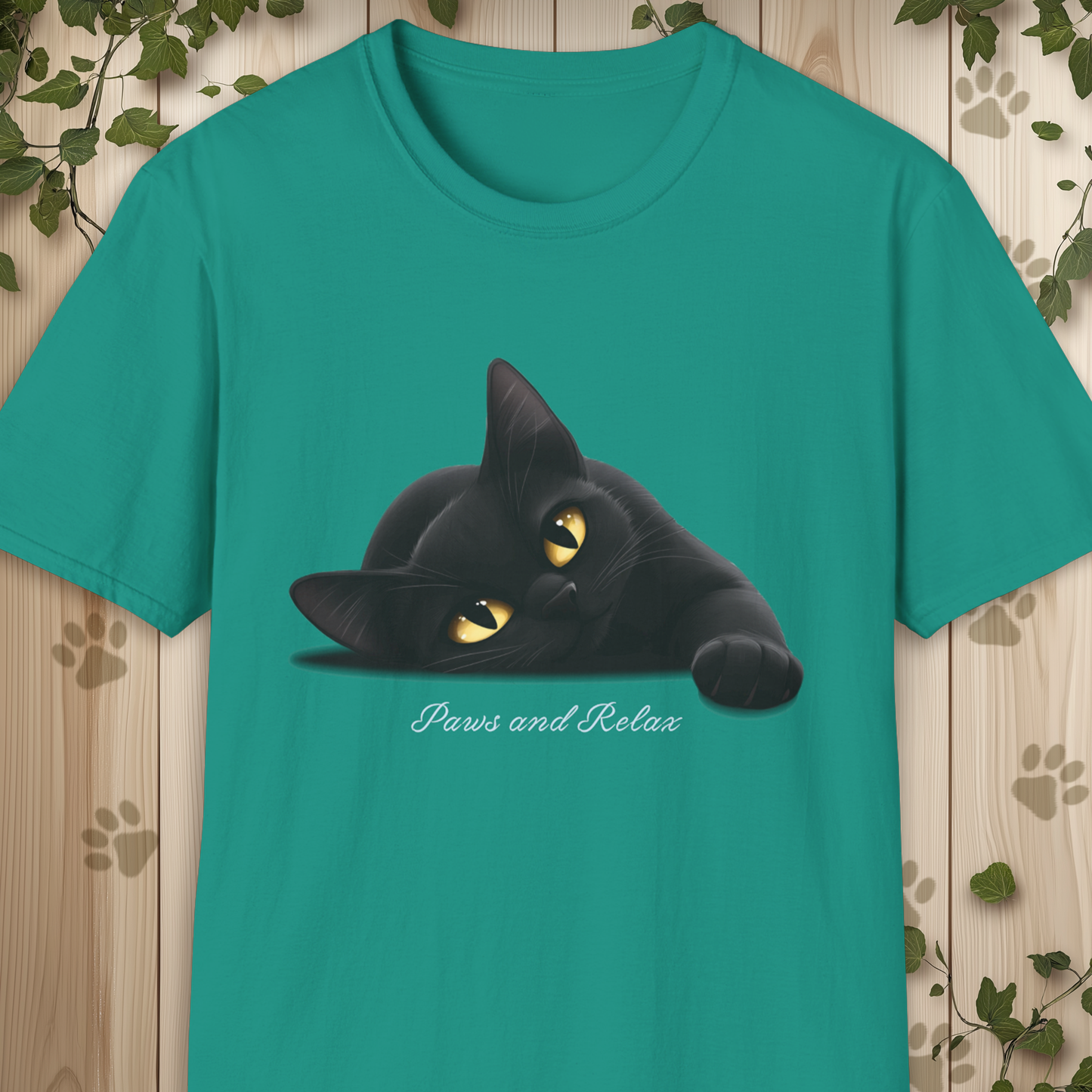 Black Cat Paws and Relax Unisex Softstyle T-Shirt