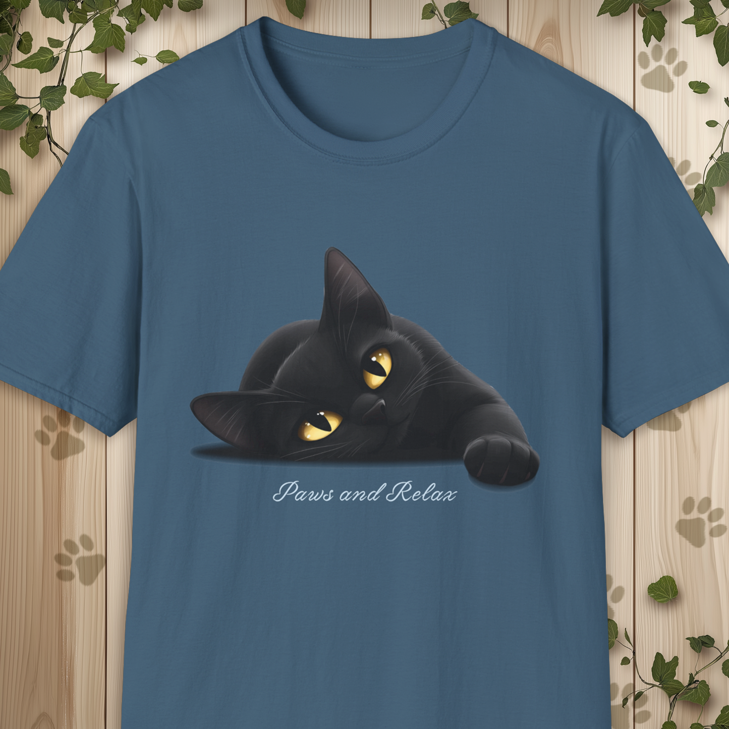 Black Cat Paws and Relax Unisex Softstyle T-Shirt