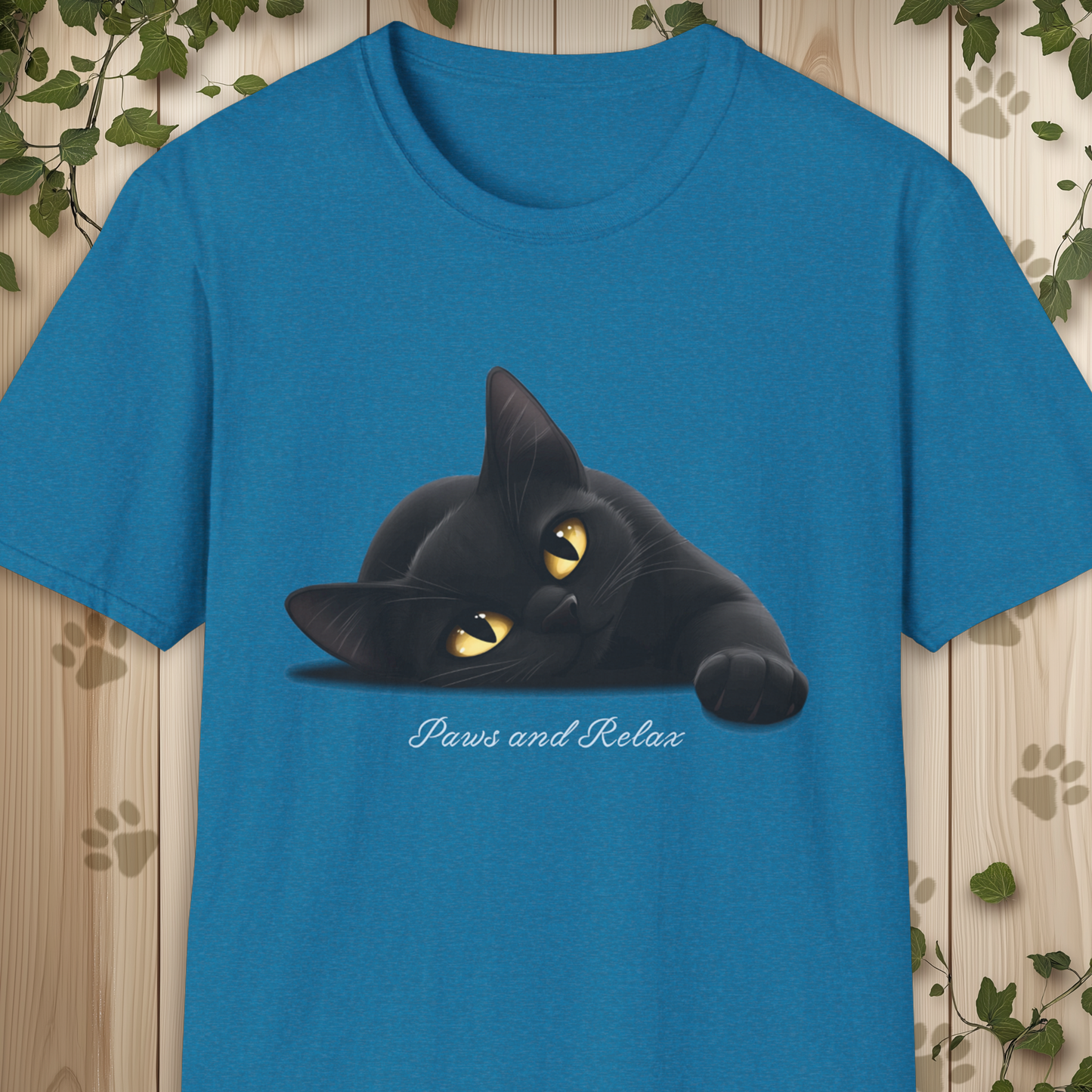 Black Cat Paws and Relax Unisex Softstyle T-Shirt