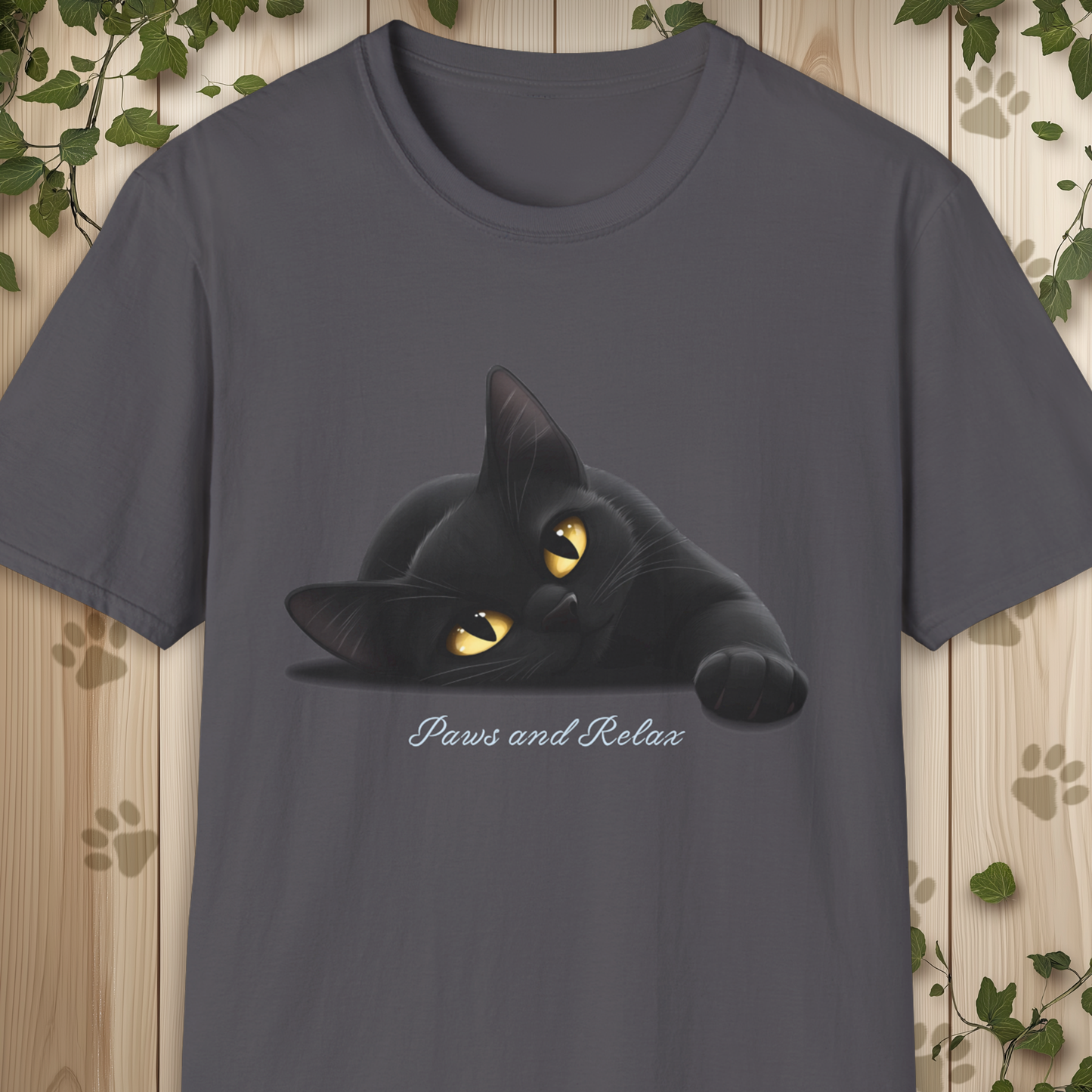 Black Cat Paws and Relax Unisex Softstyle T-Shirt