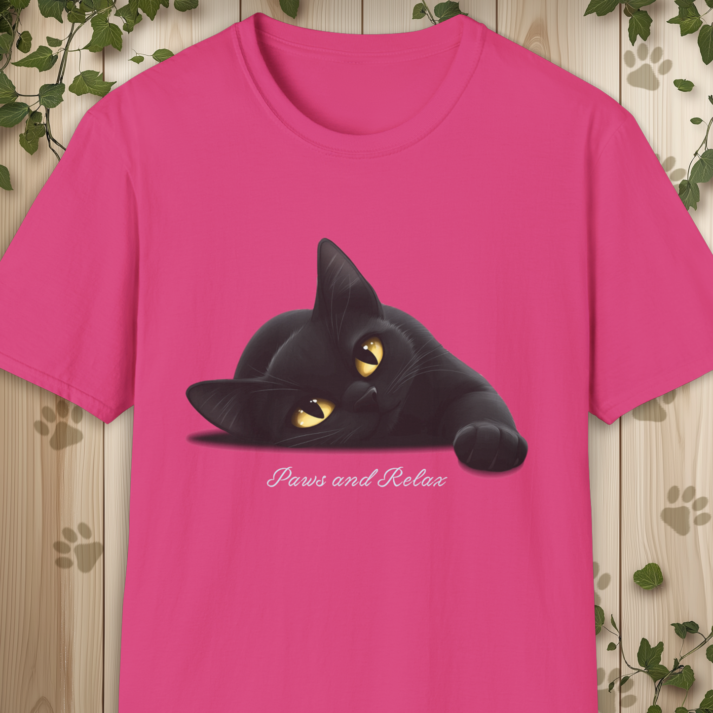 Black Cat Paws and Relax Unisex Softstyle T-Shirt