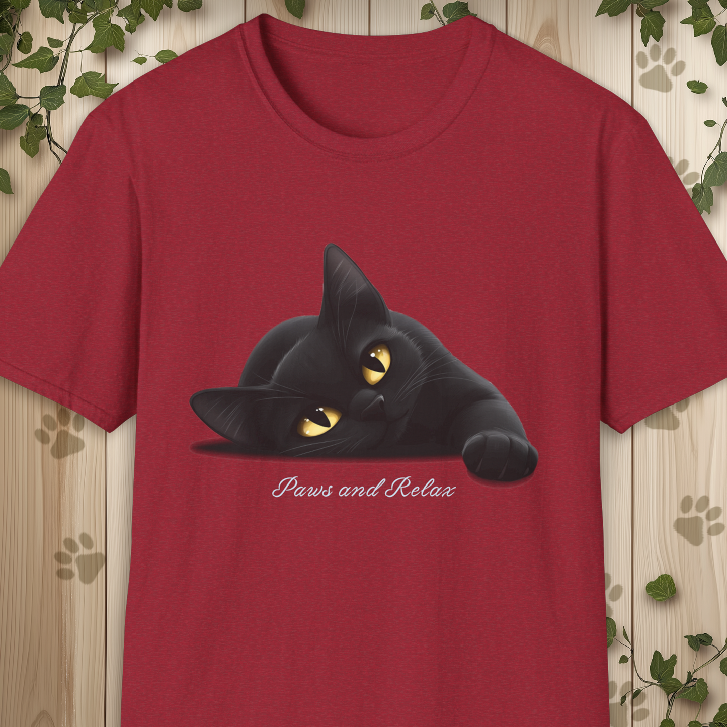 Black Cat Paws and Relax Unisex Softstyle T-Shirt