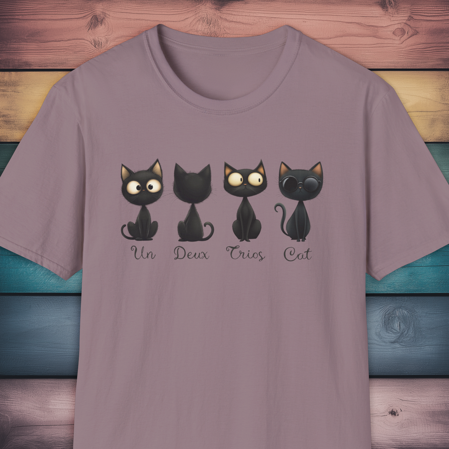 Four Black Cats Funny French Number T Shirt