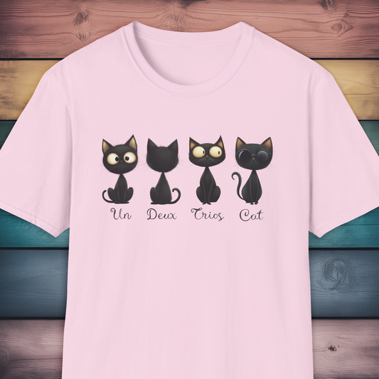 Four Black Cats Funny French Number T Shirt