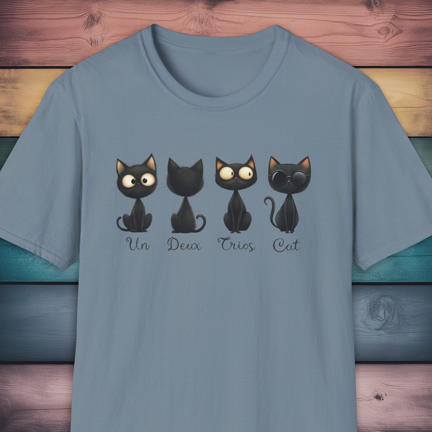 Four Black Cats Funny French Number T Shirt