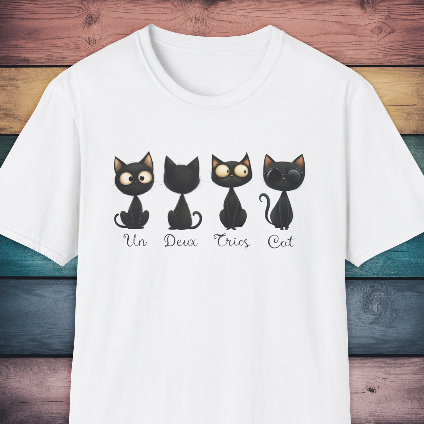 Four Black Cats Funny French Number T Shirt